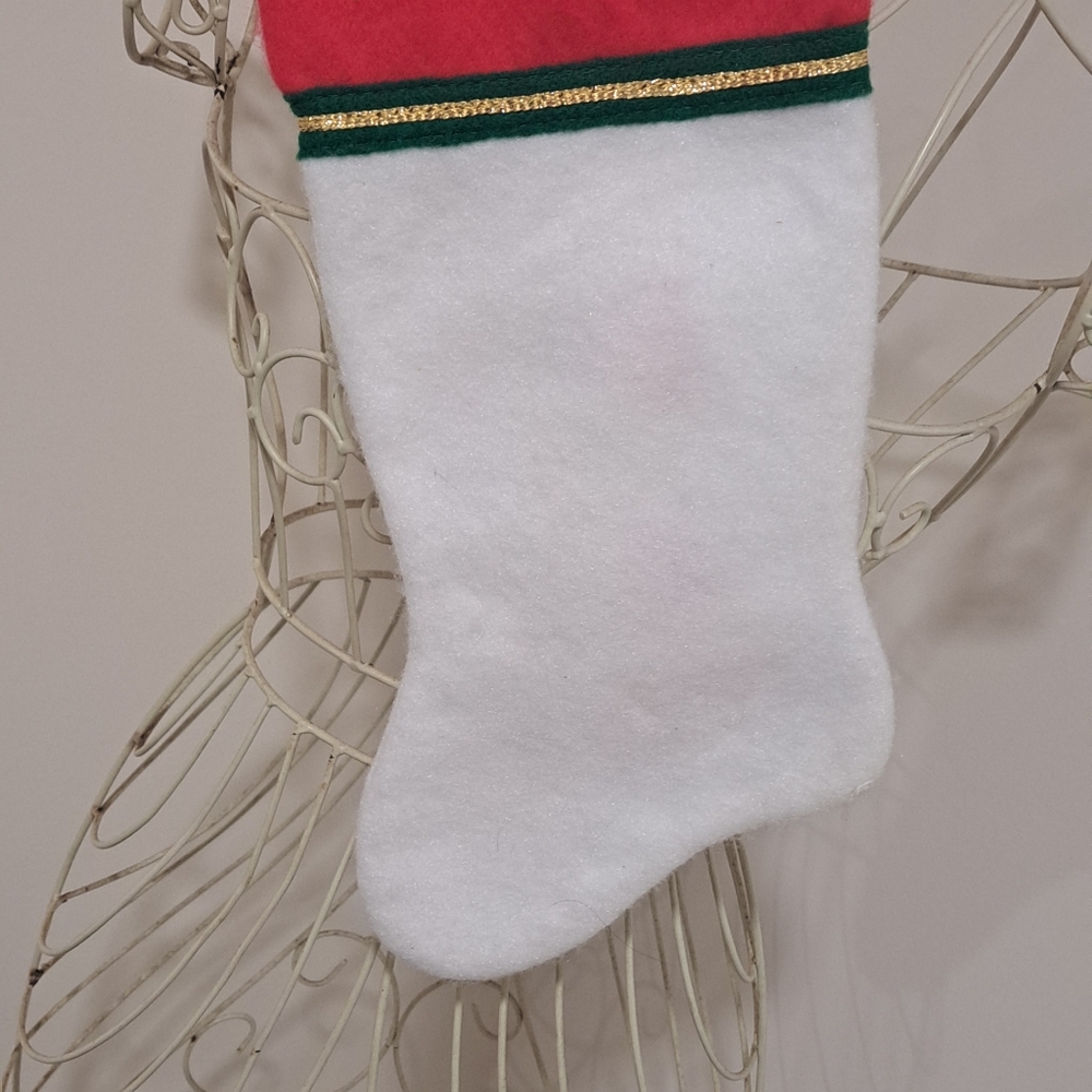 Vintage 1980's Felt Christmas Holiday Santa Cottagecore Grannycore Stocking. - Picture 3 of 3